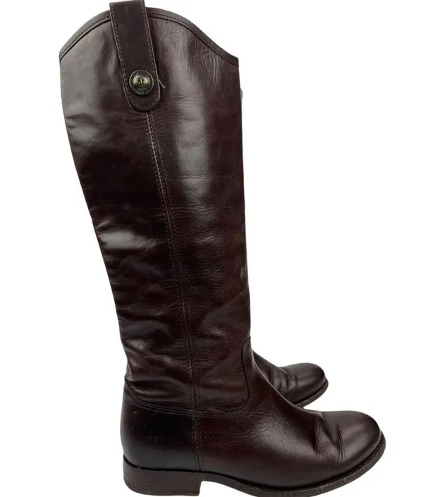 Frye Dark Brown Leather Melissa Western Tall Riding Boots Size 5.5 Style 77167 - Image 10