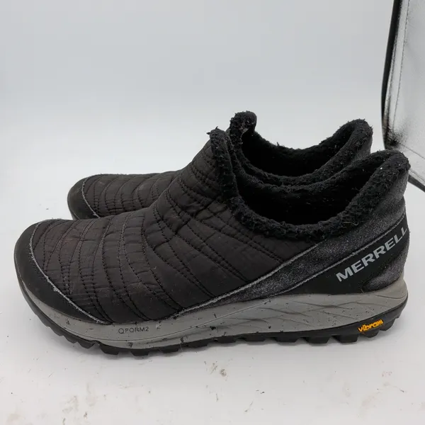 Merrell‎ Encore Ice 4 Womens 11 Black Quilted Suede Vibram Slip On Shoes J066950 - Image 7