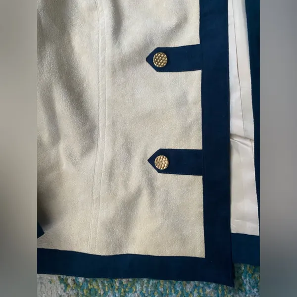 Vintage Ultrasuede military inspired tan blue blazer jacket, size 10. - Image 3