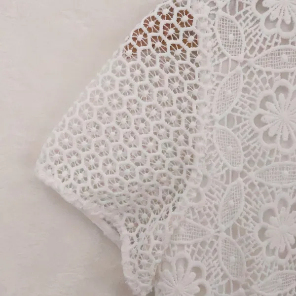 LOFT Floral Lace Mini Dress Womens Size 2P White Short‎ Sleeve Bridal Clean Girl - Image 3