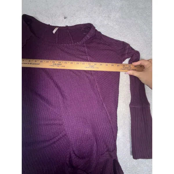 Free People We The Free Purple Thermal Waffle Knit Layered Tunic Top L - Image 8