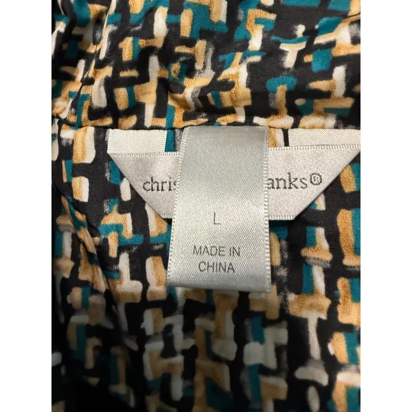 Christopher & Banks Womens‎ Teal Tan Geometric Quilted Puffer Vest Large - Image 4
