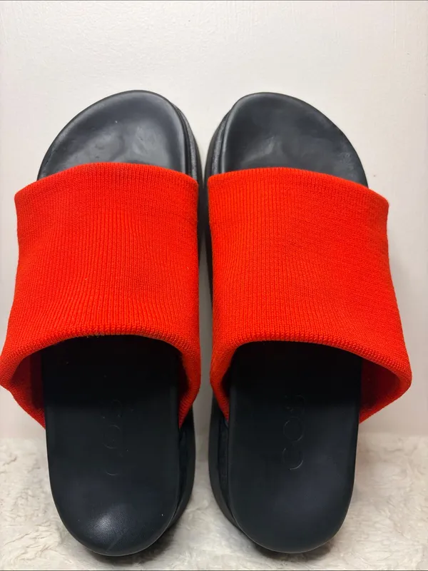 COS Red Knit Slide Sandals Heavyweight Sturdy Chunky Made in Portugal Size 11 - Image 3