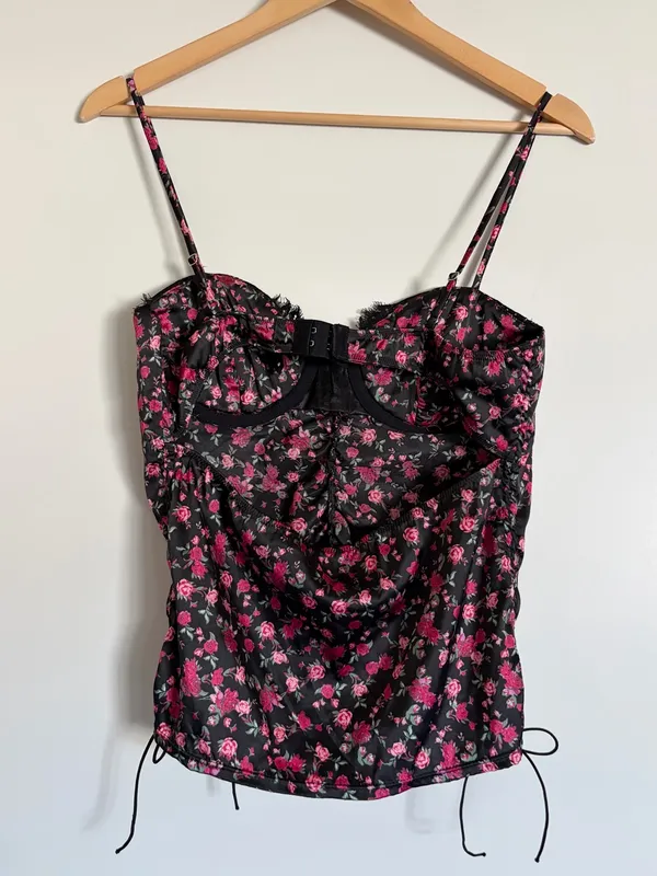 For Love & Lemons Black Floral Fairy Lace Cami Top Cottagecore Romantic Medium - Image 9