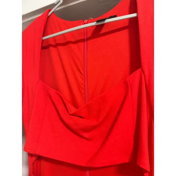 Forever 21 Red Cutout Cowl Neck Long Sleeve Bodycon‎ Midi Dress Womens XL - Image 5