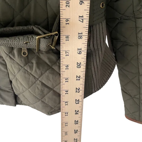 Johnston & Murphy Women's Size Large Army Green Quilted Belted‎ Coat - Image 11