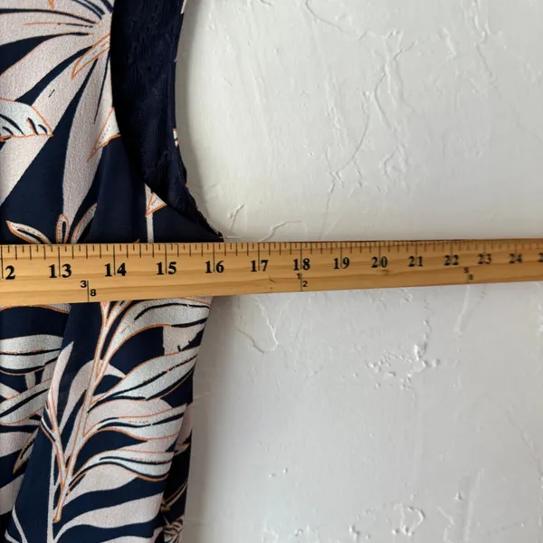 Vero Moda Tropical Romper Size S‎ Navy Palm Print Blue Lace Back Coastal Chic - Image 9