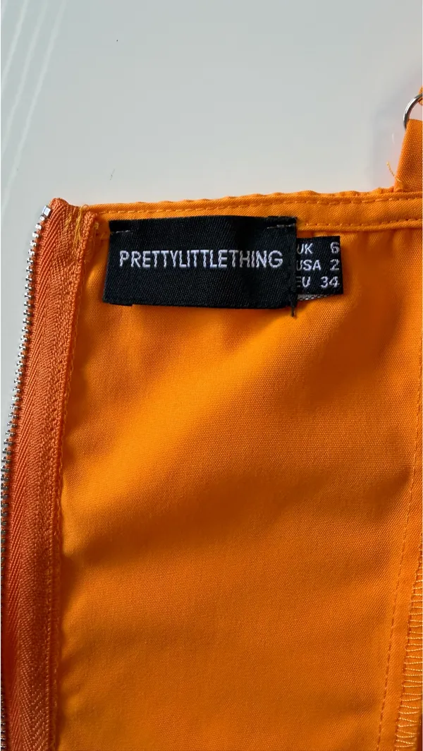 🍊 PrettyLittleThing Orange Corset Top & Mini Skirt Two-Piece Set | Size US 2 / XS ✨ - Image 16