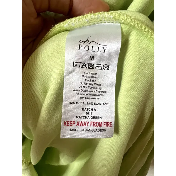 Oh Polly Ainslee Modal Square-Neck Bodycon Midi Dress in Matcha Green Size M - Image 8