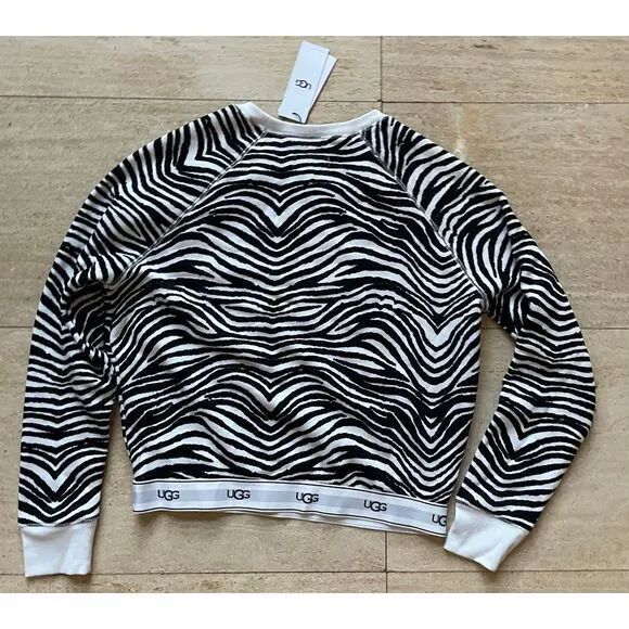NEW UGG Zebra‎ Print Crewneck Sweatshirt Long Sleeve Pullover XS - Image 6