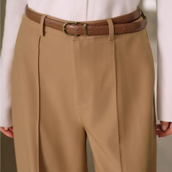 Rihoas Khaki Natural Waisted Pocket Straight Pants - Image 3