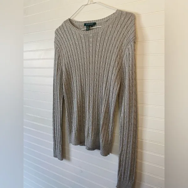 Lauren Ralph Lauren Metallic Sliver Cable Knit Sweater - Image 2