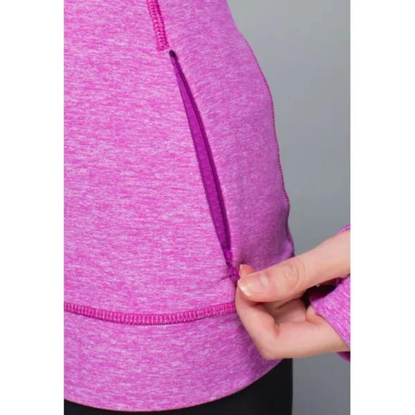 Think Fast Long Sleeve Heathered Ultra Violet Pink Purple Ruched Top 8 - Image 7