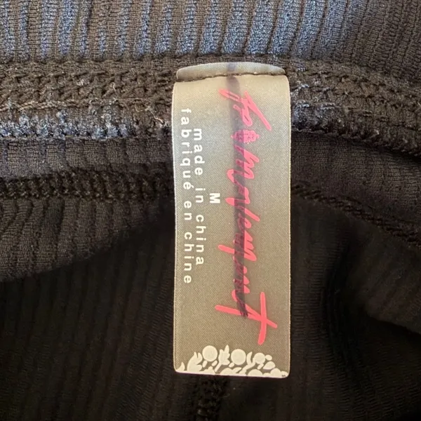 FP Movement Black Ribbed Flare Leggings Multi Stripe Waistband‎ Womens Size M - Image 6
