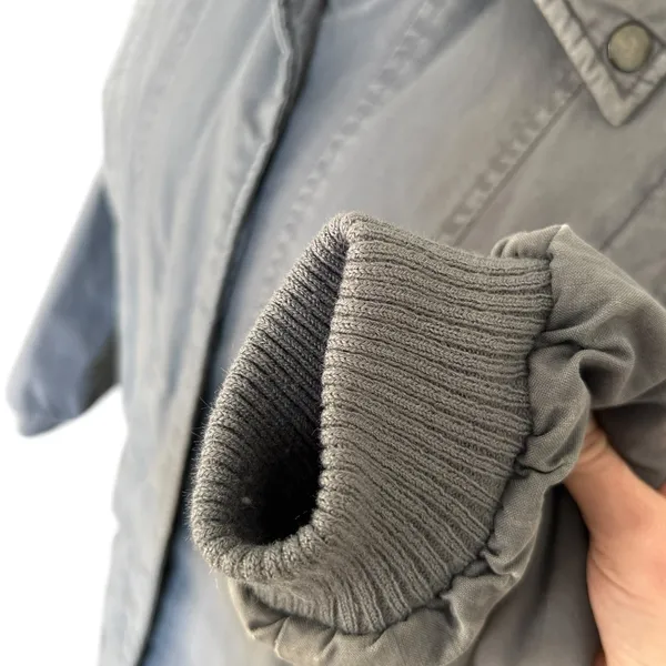 Vintage 80s Quilted Puffer Coat Mixed Media Gray Blue size S Pan Asia Grunge - Image 9