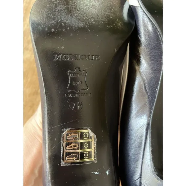 Vintage Monique Women’s Black/White Genuine Leather Hills Pumps Size 7M - Image 7