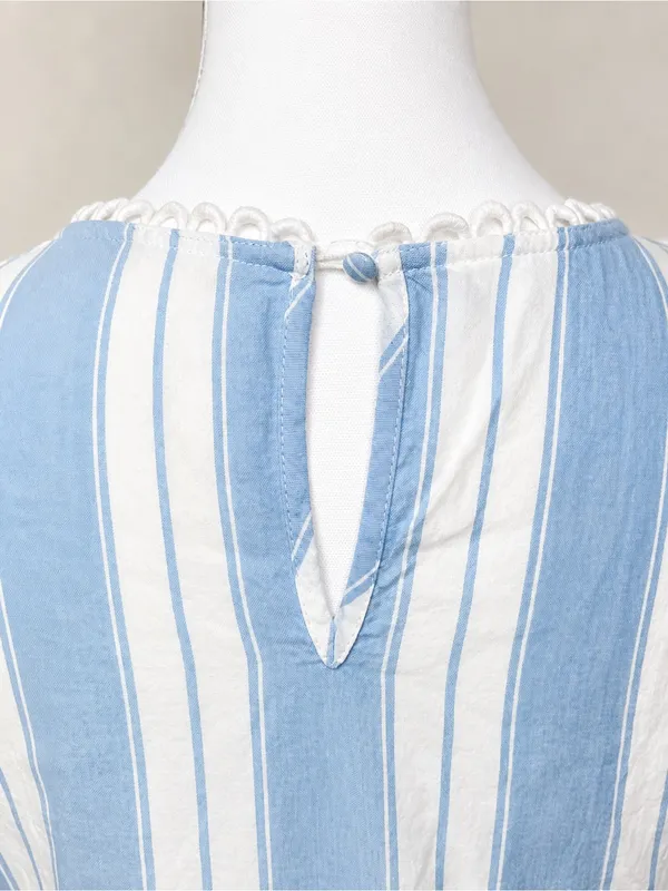 Altar'd State Light Blue & White Striped Embroidered Mini Dress 100% Cotton NWOT - Image 6