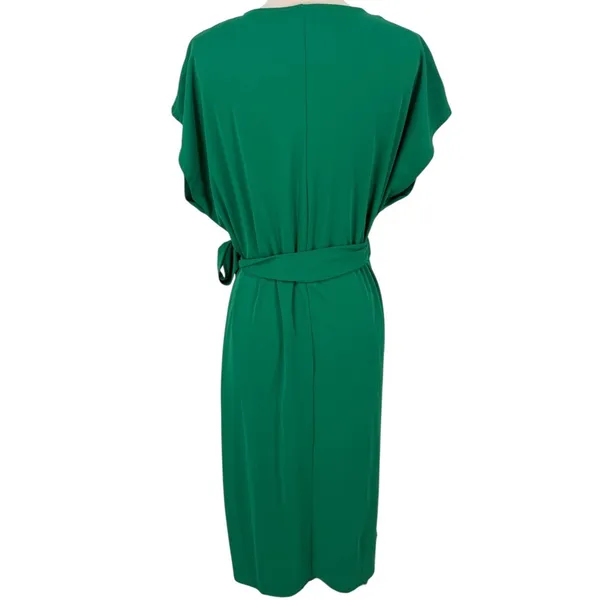 NWT Mango Women's Bow‎ Wrap Midi Dress Kelly Green Size 6 Feminine Contemporary - Image 6