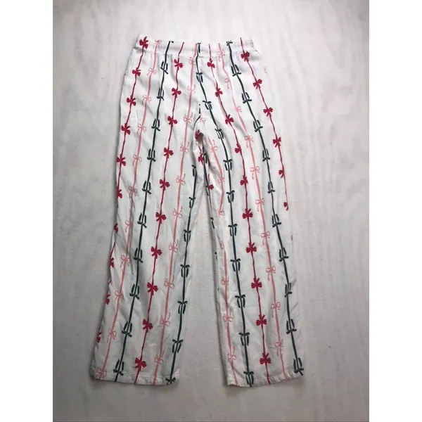 Sage & Sky Womens White Red Black‎ Bow Ribbon Pajama Set Size S Long Sleeve Crop - Image 7