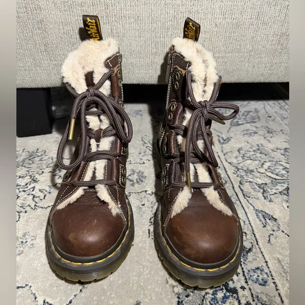 Dr. Martens 1460 Faux Fur Lined Lace-to-toe Leather Boots - Image 5
