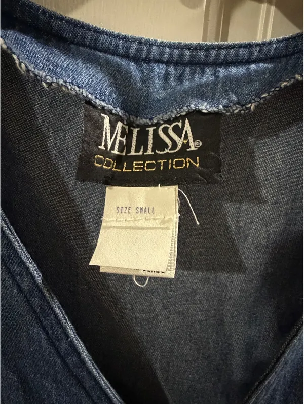 Melissa Collection Vintage Denim Button-Front Dress with Patchwork Hearts, Size - Image 5