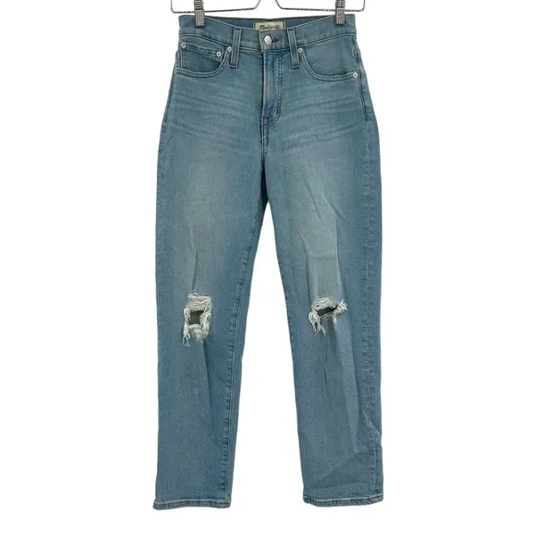 Madewell The Petite Perfect Vintage Straight‎ Jean Danby Wash: Knee-Rip Edition - Image 3