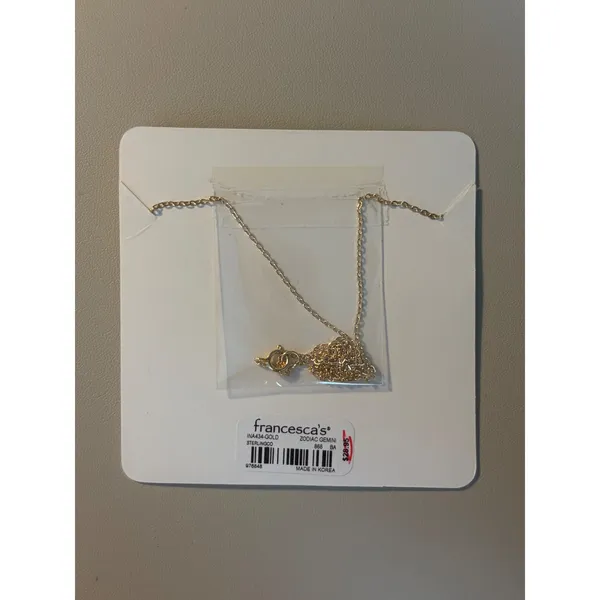 Francesca's Gemini Zodiac Constellation Necklace Gold Sterling Silver CZ New - Image 3