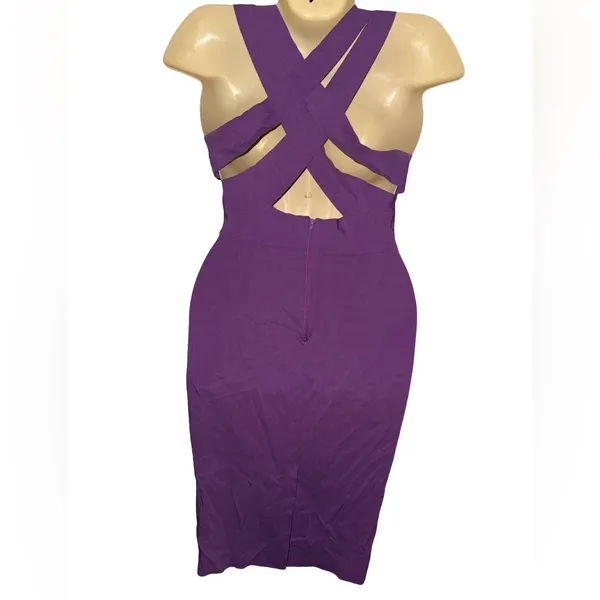 ASOS Purple One-Shoulder Plunge V-Neck Bodycon Dress - Image 4