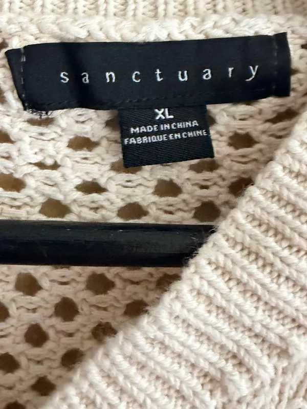 Sanctuary Cream Open-Weave Zip Front Cardigan - Image 3