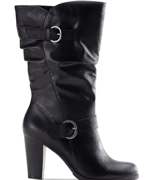 . Black Sachi Mid-Calf Block Heel Boots - Image 2
