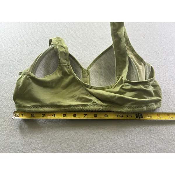 Womens Front Closure Bra 44/100 Lace Full Coverage Wireless Comfort XL C/D Green - Image 8