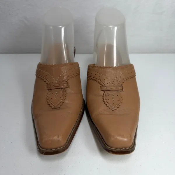Vtg Boho 6.5M Calida Mules Western Square Toe Block Heel Leather Studio Designs - Image 4