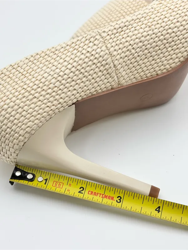 Tahari Cream NIAGRA Vegan Leather 3.75” Woven Upper Stiletto Heels - Image 9