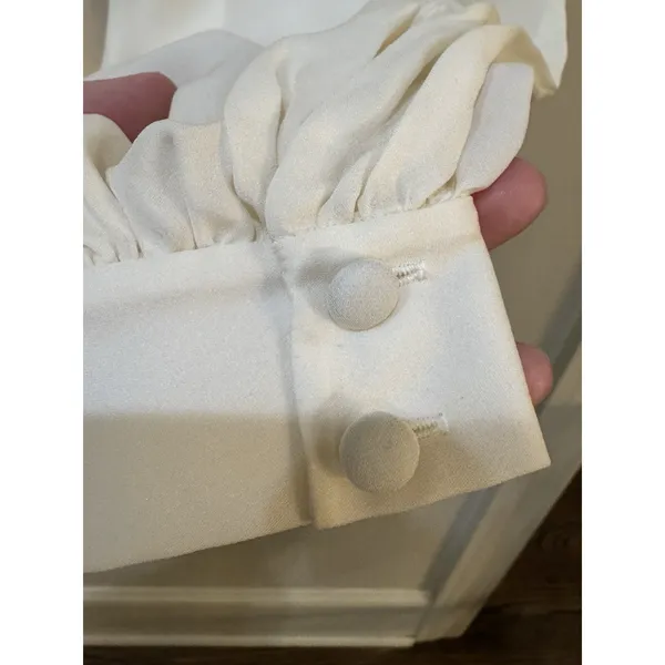 Kate Spade High Neck Silk Blouse Ivory Size XXS Bow - Image 6