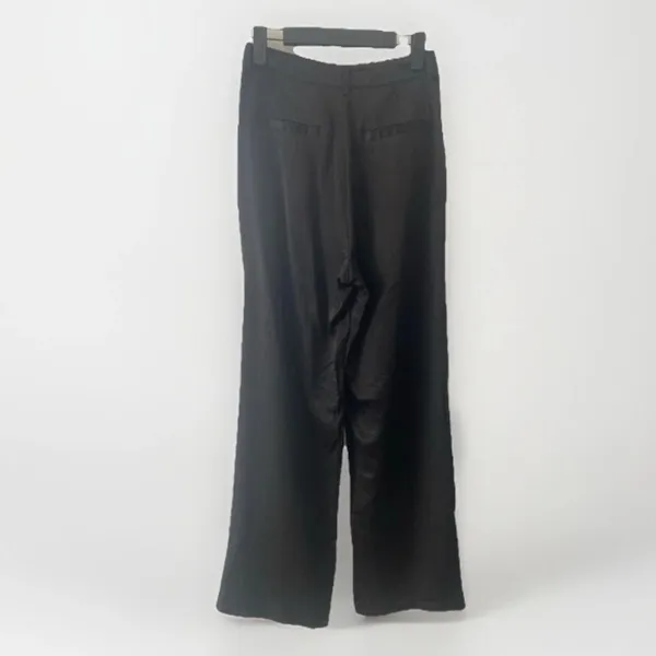 Le Lis Wide Leg Satin Pants High Rise Dress Trousers Black Womens S Going out - Image 8