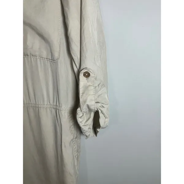 Banana Republic Women Beige‎ Utility Safari Boiler Suit Jumpsuit Roll Tab Sleeve - Image 7