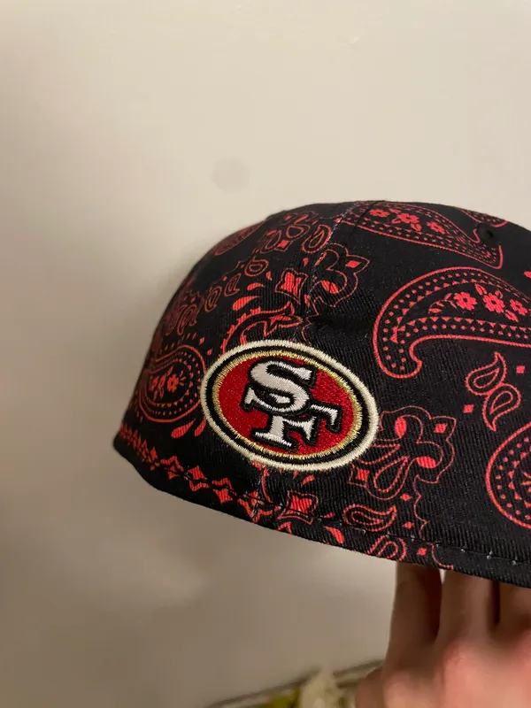 New Era Myfitteds San Francisco 49ers paisley red 30th anniversary Super Bowl patch size 7 1/8 brand new - Image 5
