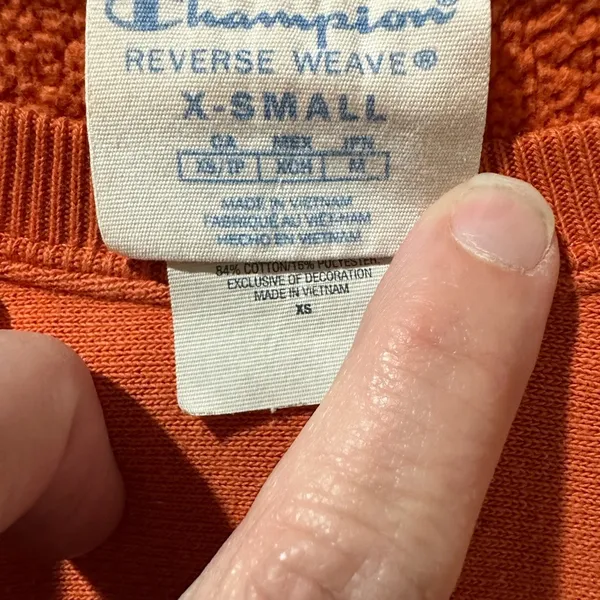 Champion Orange Crewneck Sweatshirt Pullover Embroidered Logo Vintage Y2K‎ Mens - Image 3