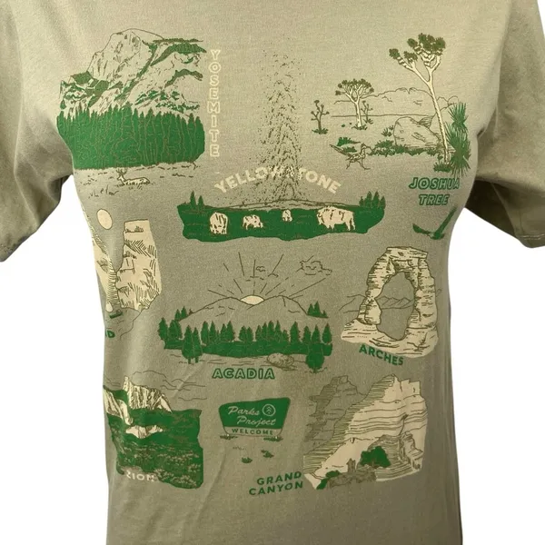 Parks Project Olive Green National Parks Graphic Print T Shirt Tee Top Size XS - Image 3