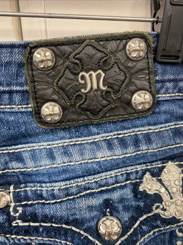 Miss Me Boot JP5369B Jeans Women’s Bootcut Rhinestone Fleur De Lis Y2K 28x33 - Image 5