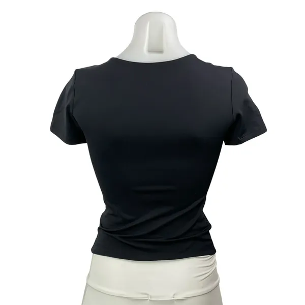 Aritzia Contour Women's Black Short Sleeve Crew Neck Cropped T Shirt Tee Top S - Image 3