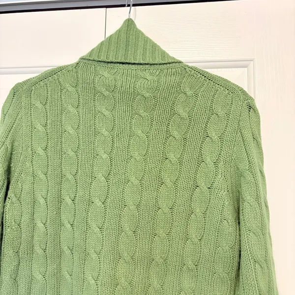 J.Crew Green Cable Knit Turtleneck Sweater Womens Long Sleeve Pullover Small - Image 3