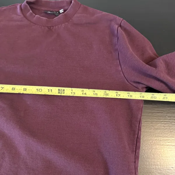 ASOS DESIGN Womens Crew Neck Sweatshirt Burgundy Maroon Fleece Pullover Size S‎ - Image 3