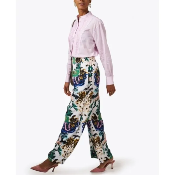 Figue Charlene White Multi Print Pant NEW Size M - Image 4