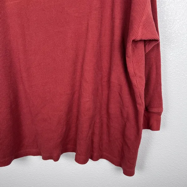 Free People Women Rust Waffle Knit Long Sleeve Tee Oversized Crew Neck S‎ - Image 4