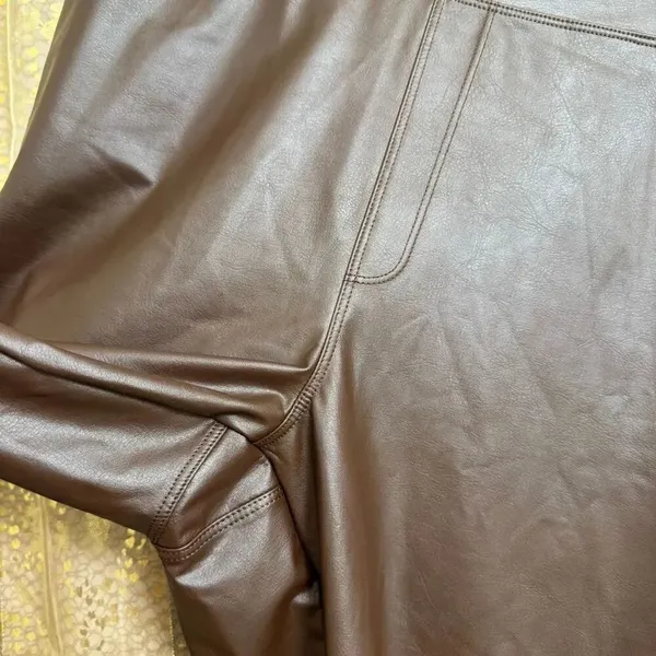 Aerie OFFLINE Chocolate Brown Faux Leather Real Luxe Leggings Large NWT‎ - Image 5