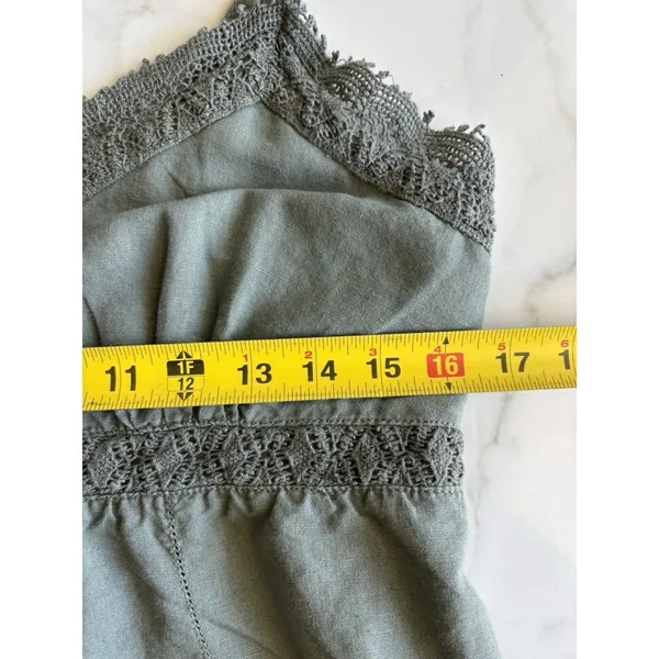 ⁠Converse One Star Sage Green Linen Blend Lace Trim Mini Dress Medium Y2K - Image 5