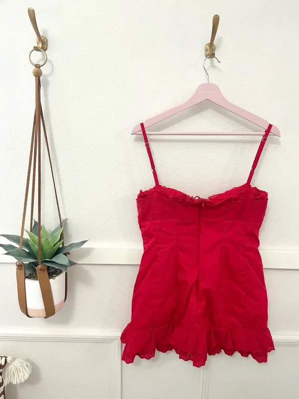 House of CB Luci Cherry Red Corset Red Dress Size L+ Coquette Romantic Feminine - Image 7