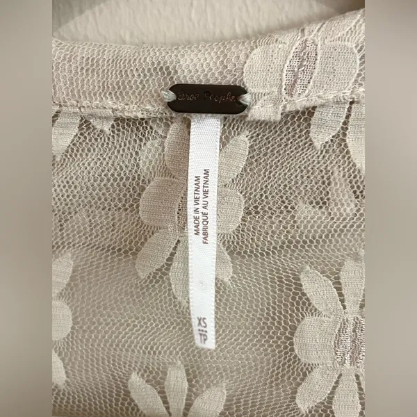 Free People Flower Fields Sheer Mesh Button-Front Shirt Cream Size XS - Image 5