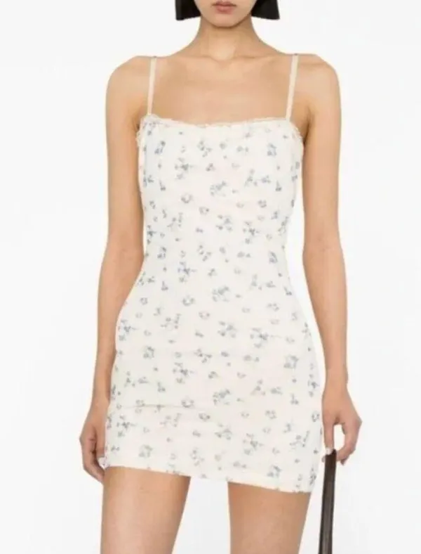 NWOT Danielle Guizio dainty blue floral mesh mini dress - Image 3